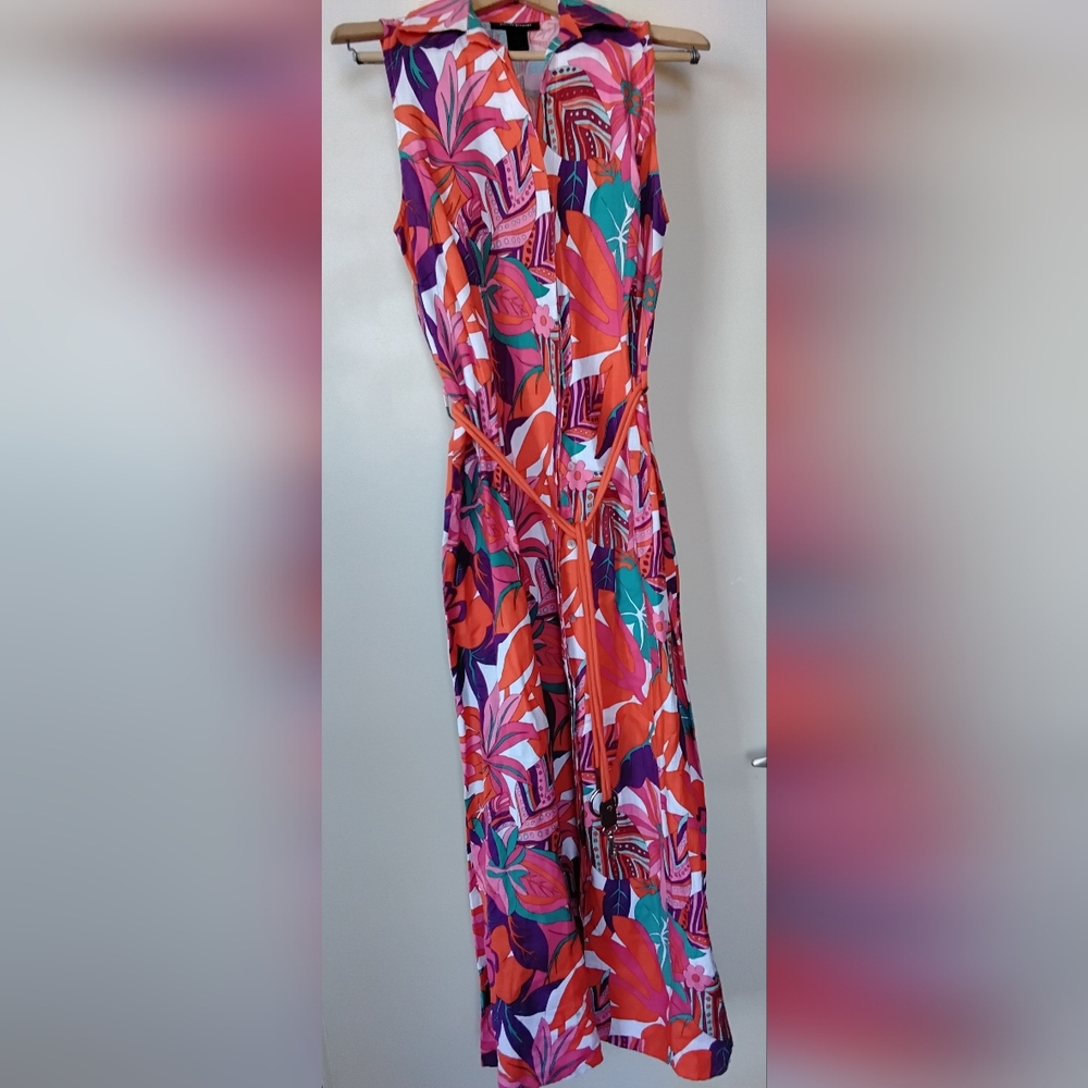 Summer Sale Sleeveless Floral Print Dress Pink & Orange